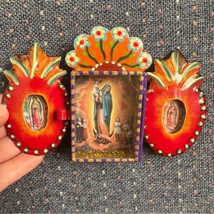 Mexican Folk Art Tin Nicho Our Lady of Guadalupe